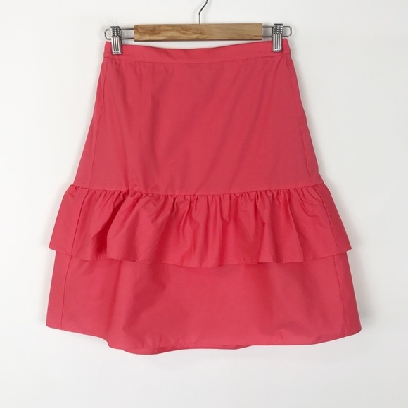 NWT J.Crew Tiered Ruffle Skirt in Papaya Size 2 - Picture 2 of 8